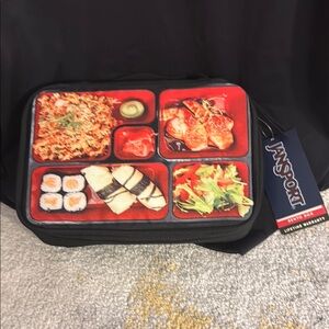 NEW JanSport Bento Lunch storage Box with sushi food print
